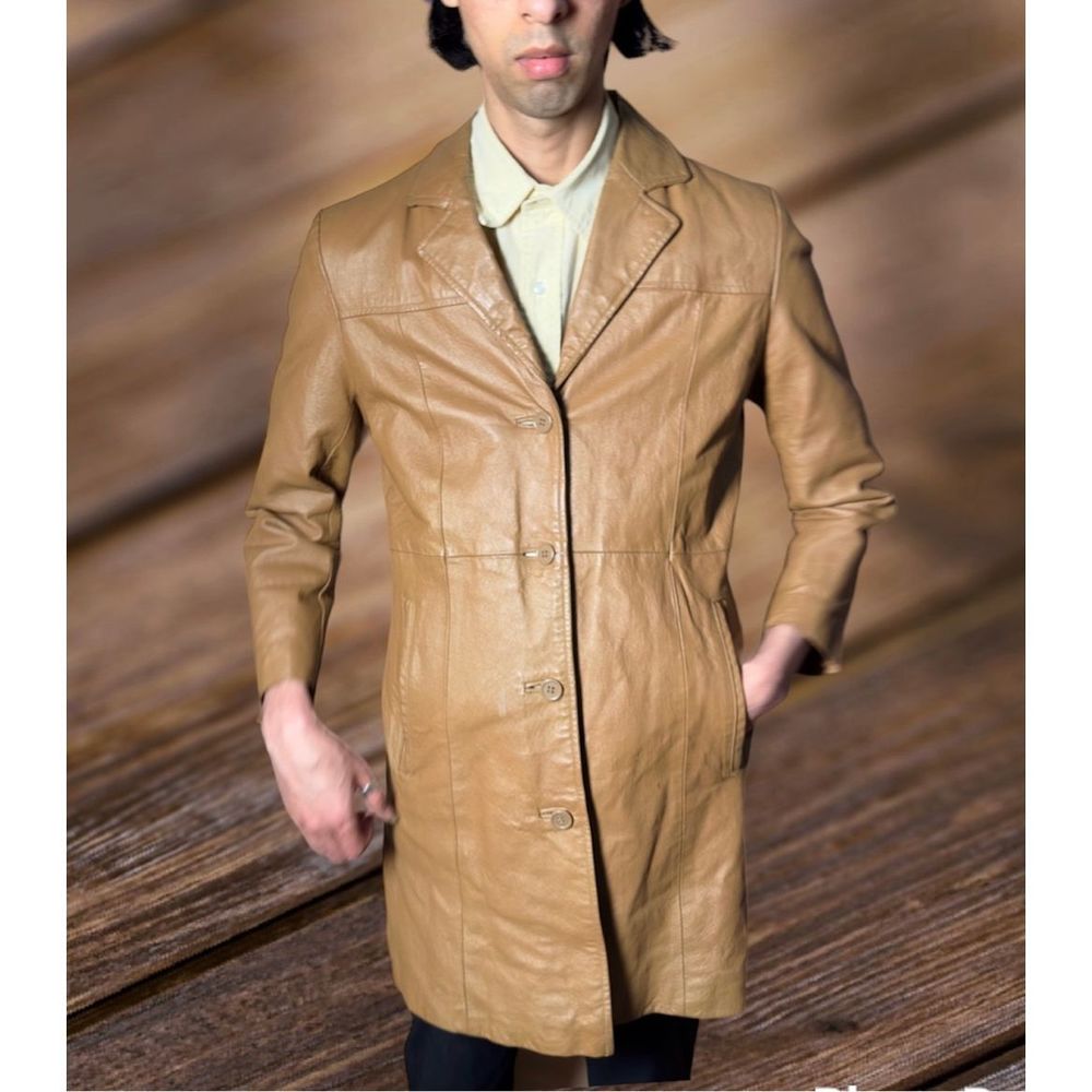 Leather Jacket Neutral Brown Trench Coat Vintage Y2K Party Fashion